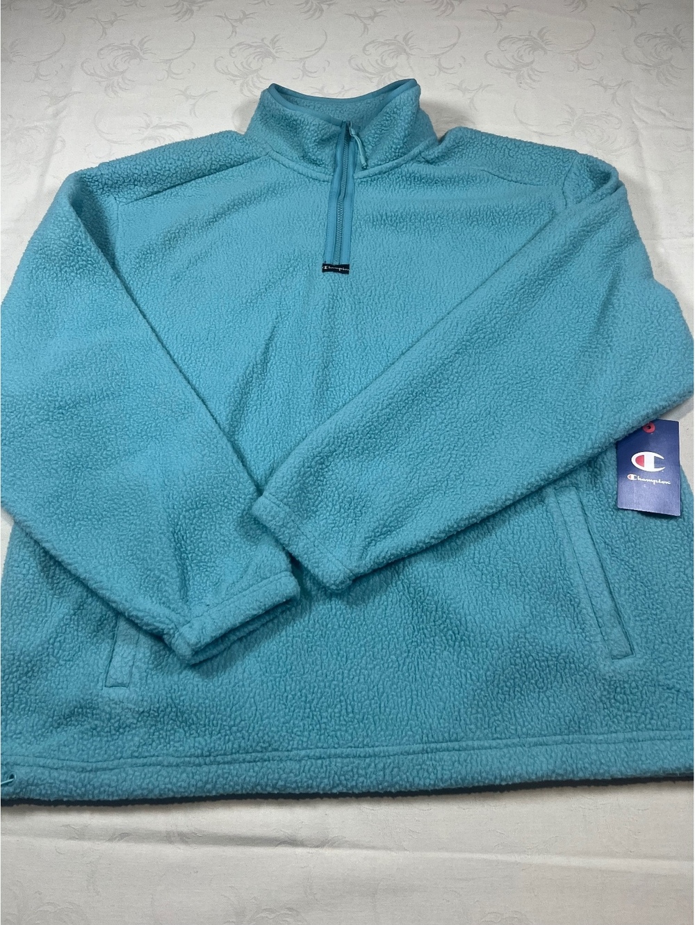NEW Champion 1/4 Zip Fleece Pullover Jacket Teal Blue Size Large